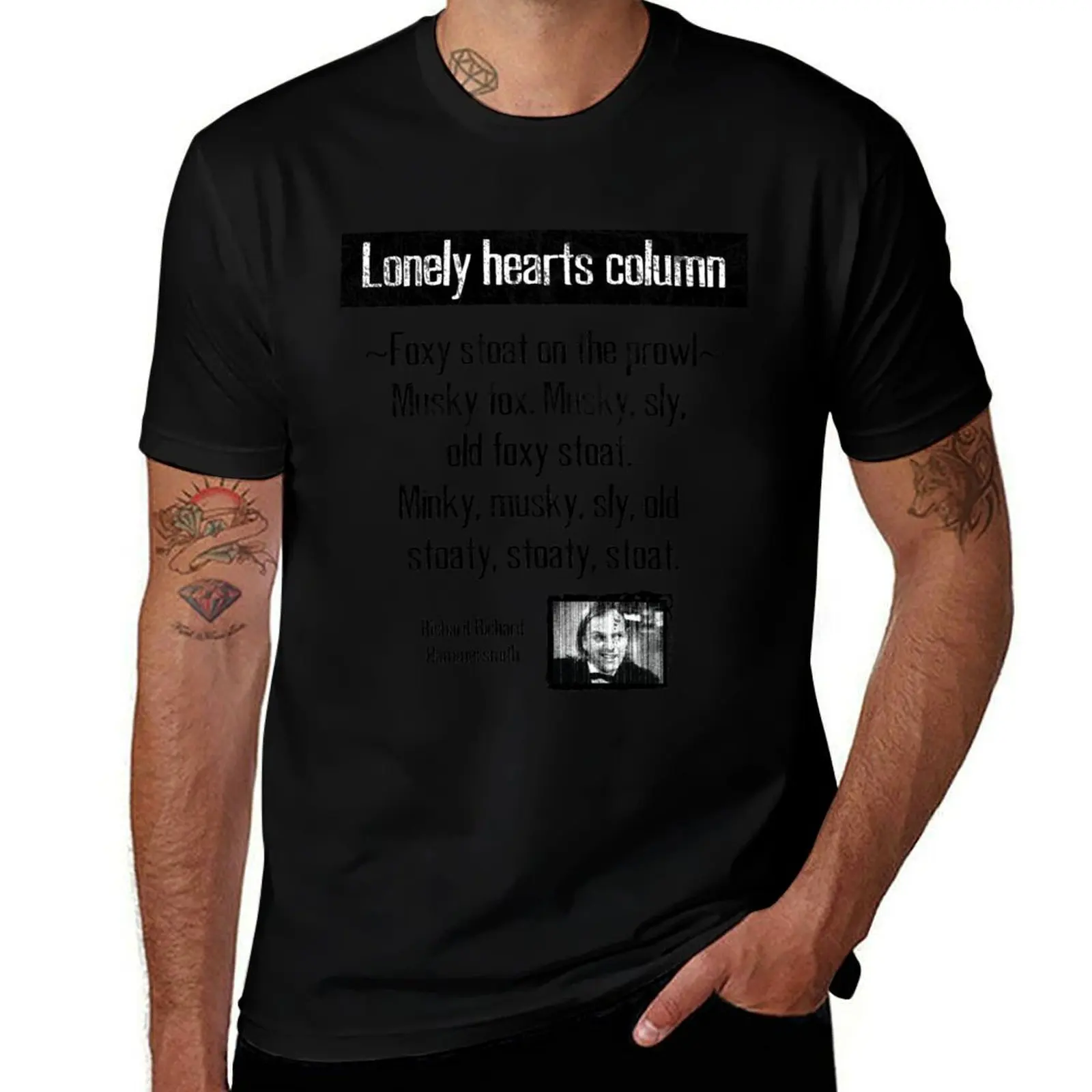 Bottom - lonely hearts column - foxy stoat T-Shirt Casual Loose Fit Summer Tee Shirt