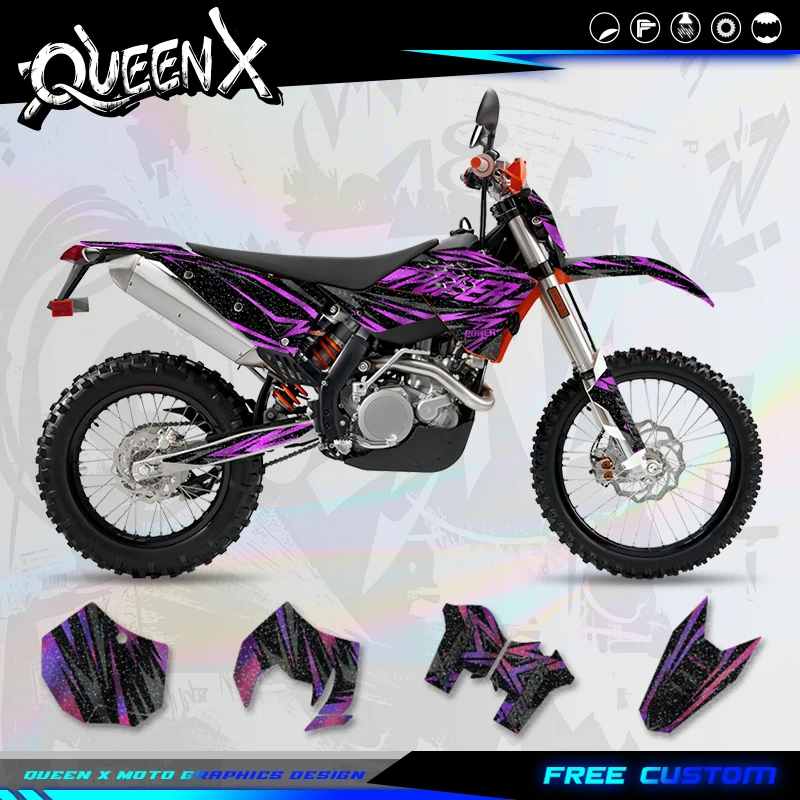 QUEEN X MOTO For KTM SX SXF 2007-2010 EXC XCW 2008 2009 2010 2011 Motorcycle Graphics Background Decal Stickers Kit