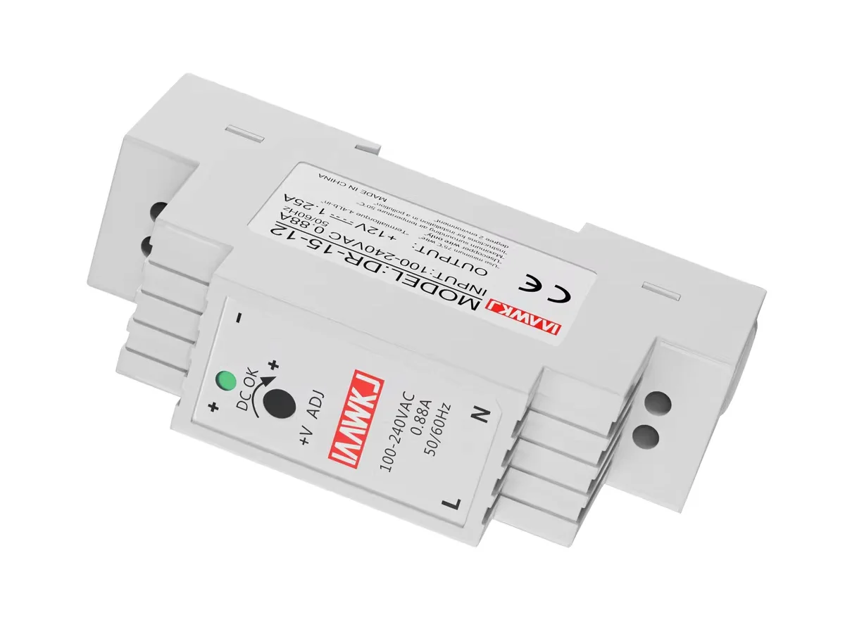DR-15 15W Industrial DIN Rail Switching Power Supply Input 100-240V AC Output DC 5V 12V 24V 1.25A 0.63A 3A For Led Strip CCTV