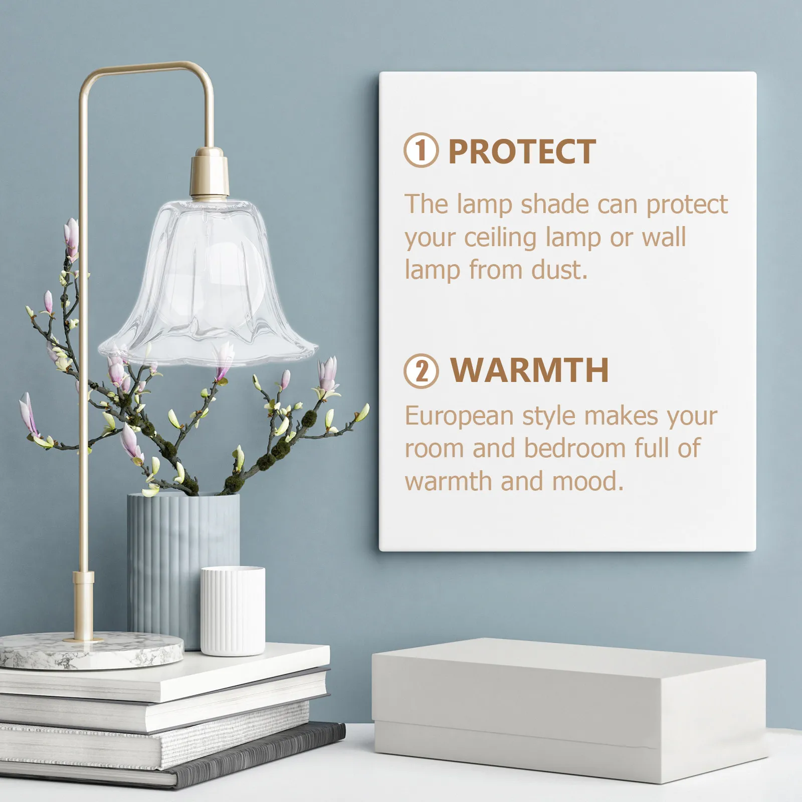 

2Pcs E27 Glass Lamp Shade Transparent Protective Cover Home Light Decoration Table Floor Bedside Lamp Chandelier Cover
