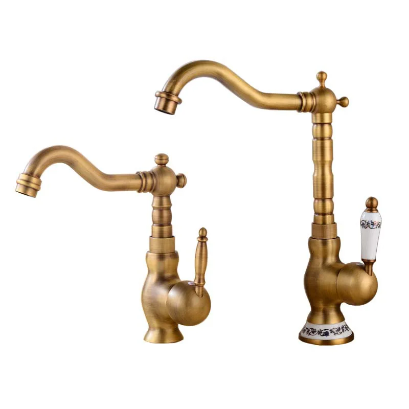 

Antique faucet basin faucet All-copper European retro hot and cold washbasin Single hole under the table basin faucet height