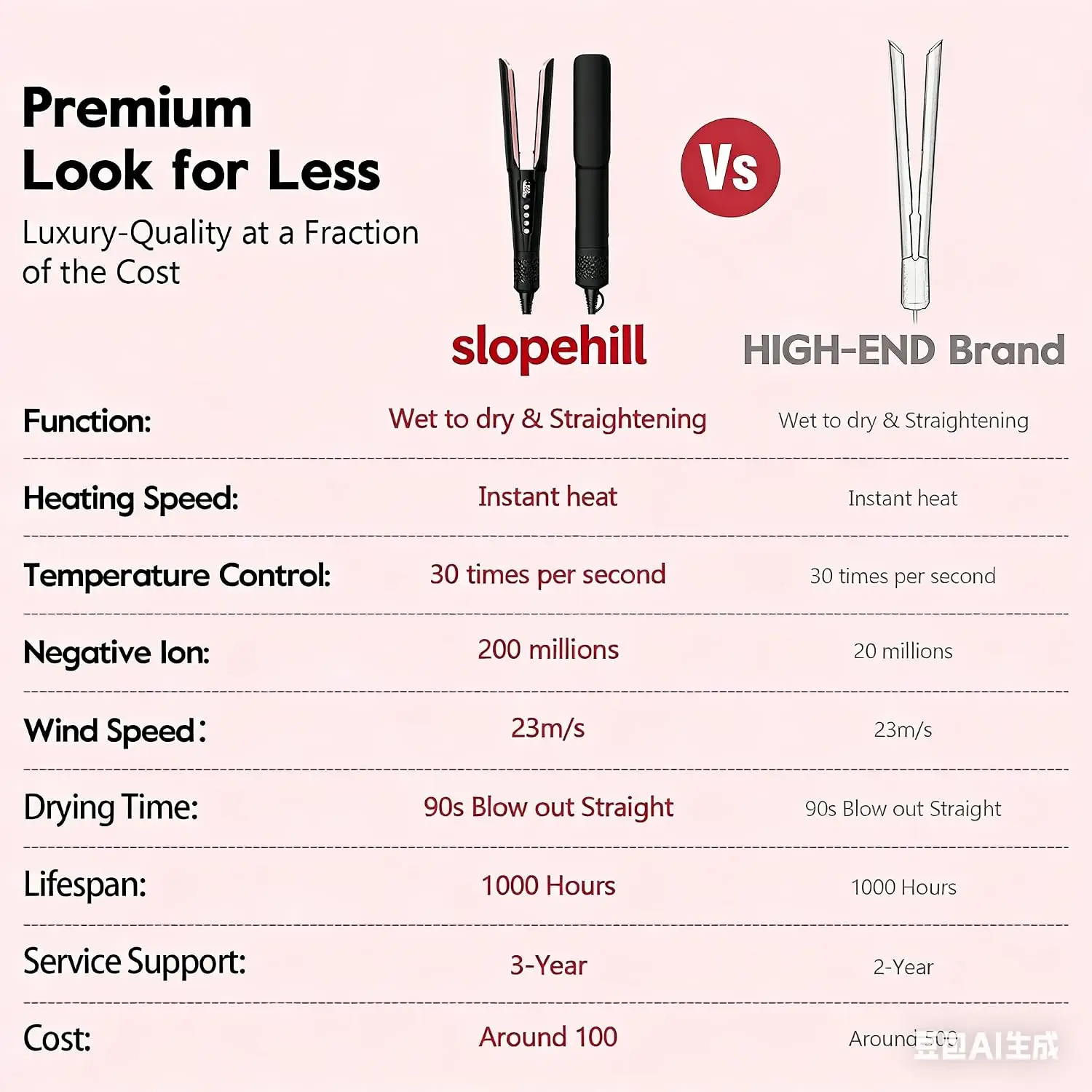 2-in-1 Blow Dryer & Hair Straightener, Professional Flat Iron with High-Speed Airflow Technology for Smooth, Straight Hair