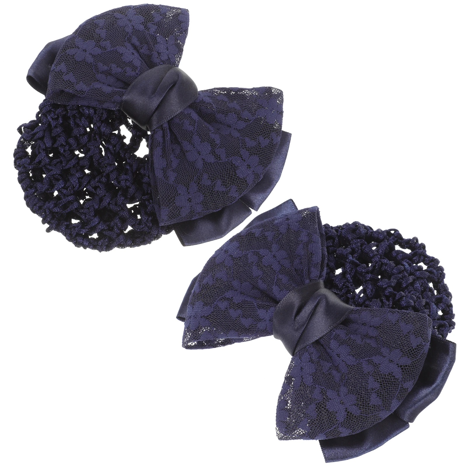 

2pcs Women Elastic Hair Clips Bun Nets Snood Hairpins Head Flower Occupational Jewelry High Elasticity Cloth Suitable Work Party