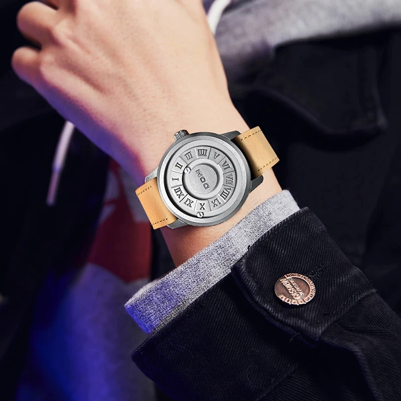 DOM new creative rolling hands orologio da uomo magnetico impermeabile in acciaio inossidabile da uomo watchM-1345L-7M5