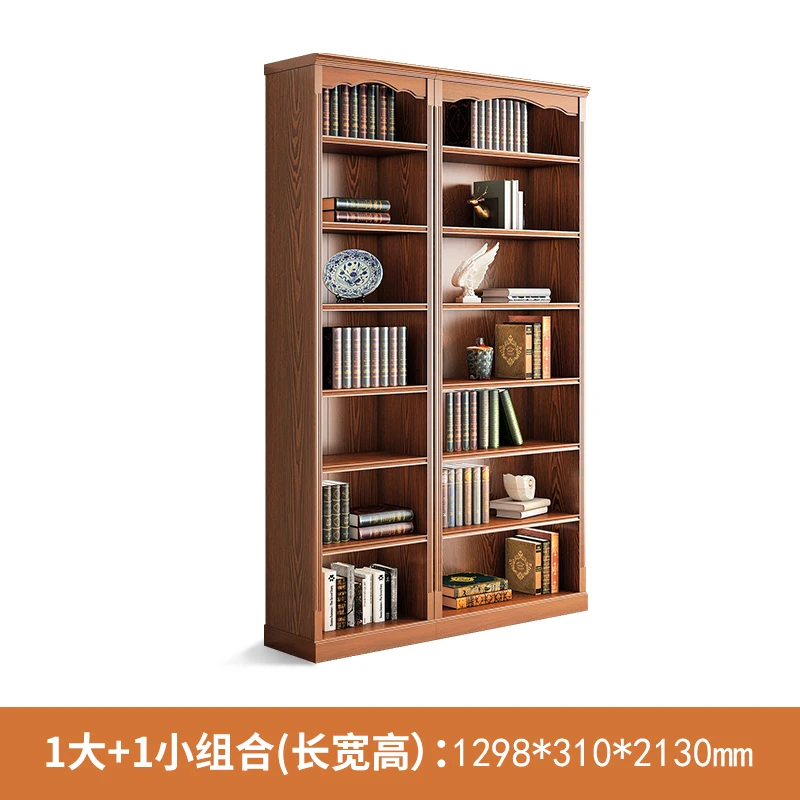 Bookshelf shelf shelf, floor to ceiling living room solid wood American style bookshelf, home bedroom display cabinet