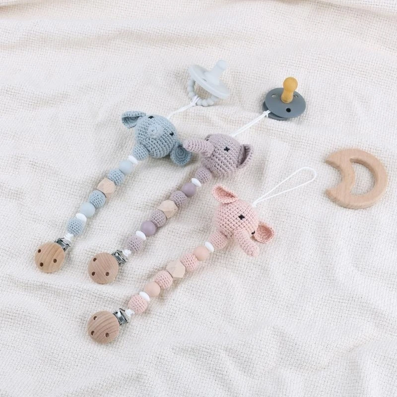 J15U الكروشيه حبة هوة كليب مكافحة خسر التمريض الحلمة سلسلة الطفل مضغ لعبة هدية #3