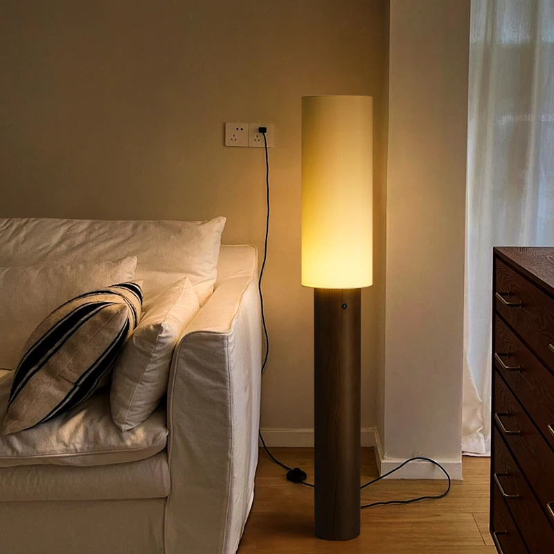 

Nordic Wabi Sabi Designer Solid Wood Floor Lamps Living Room Homestay Office Study Bedroom Bedsides LED Standing Light Luminaire