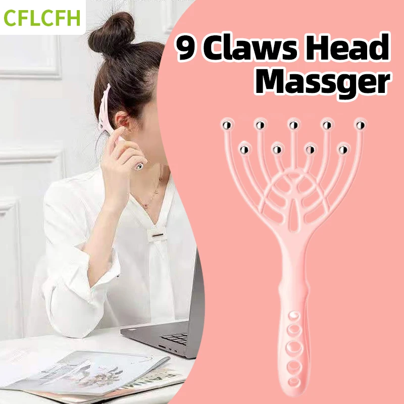 

9 Claws Head Massger Streamlined Ball Scratching Relaxation Hand Held Stress Relief Aid Hair Scalp Massage Roller Tool