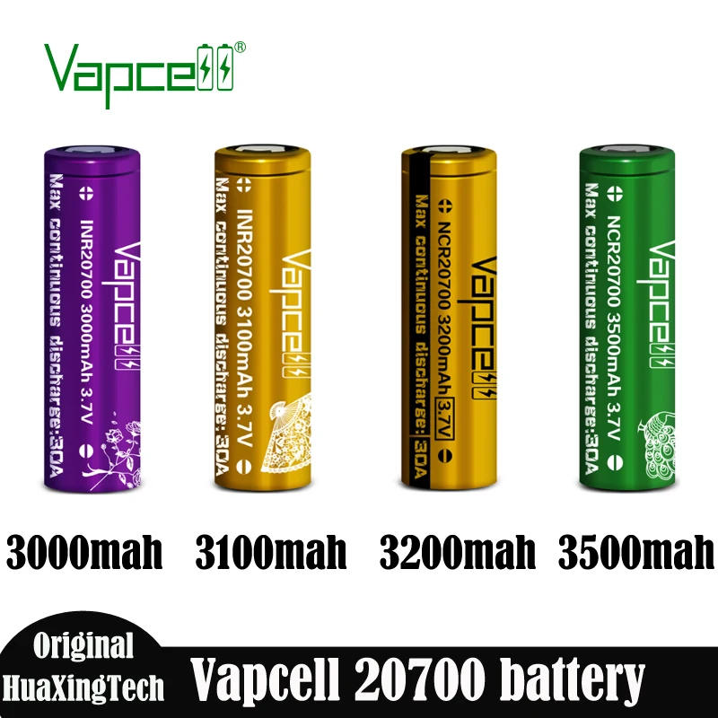 Real Capacity Original Vapcell 20700 Battery INR20700 Batteries 3000mah/3100mah/3200mah/3500mah 3.7V 30A Rechargable Cell ForMod