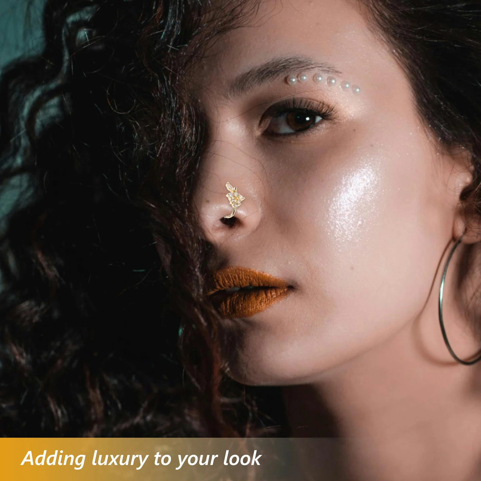 

Fashionable U-Shaped Nose Clips Copper Micropaved Heart Star Moon Cuff Fake Non Piercing Ring Body Jewelry Accessories for Women