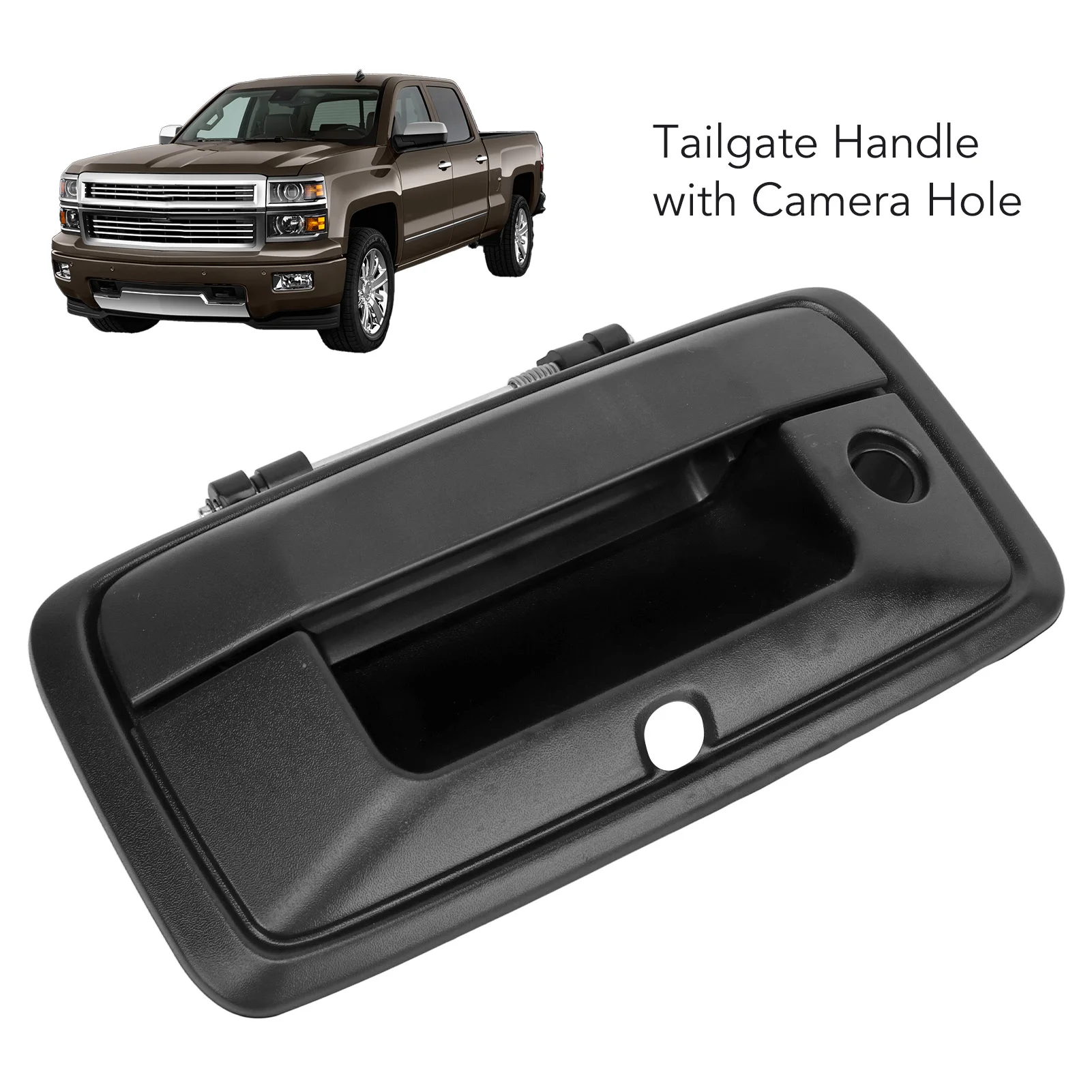 Tailgate Handle Black Tailgate Handle with Camera Hole Stable Performance Sturdy 23448681 Anti Aging Scratch Resistant for Car