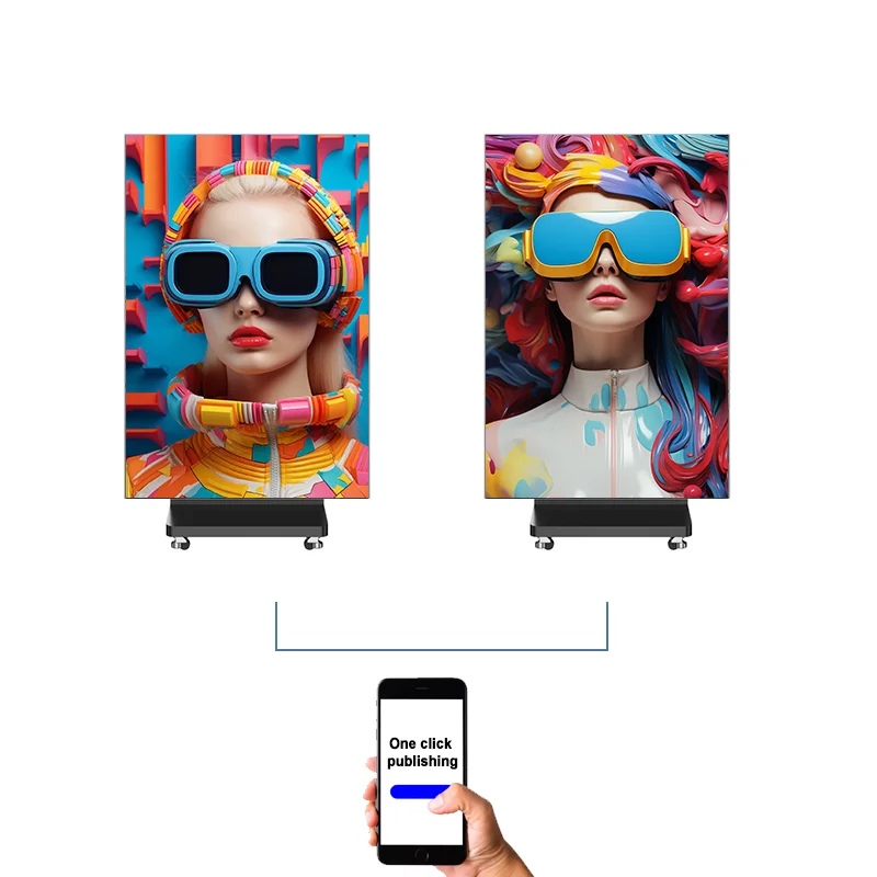 Triple Panel LED Display P2.5 P1.86 Foldable LED Poster Screen with Wheels Tri Fold Portable Digital Signage for Pop up Store