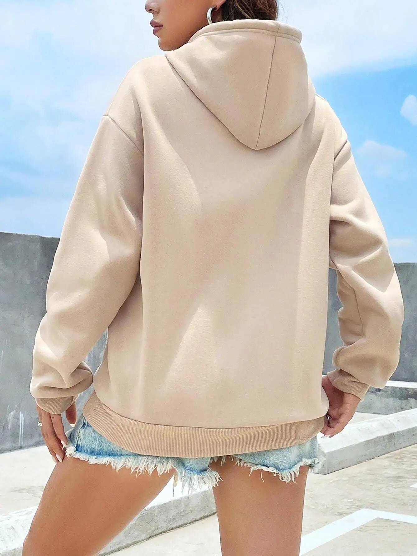 The Upside Down Teddy Bear Printing Hoodies Women Sports Fashion Casual Hooded Warm O-Neck Fleece Hoody Novelty Tide Clothes