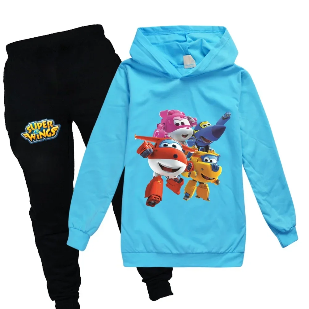 

Anime Super Wings Clothes Kids Pullover Sweatshirts+Pants 2pcs Sets Boys Cartoon Jett Tracksuit Children Clothing Girls Outfits