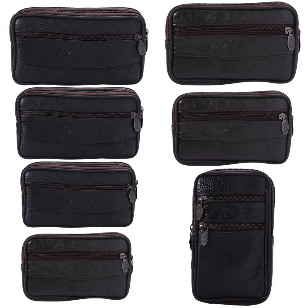 Bag Purse Bum Hip Bags Multi-function Genuine Leather Wear-resistant Belt Bags Men Waist Pack Wear Belt Pocket Coin Waist Bag