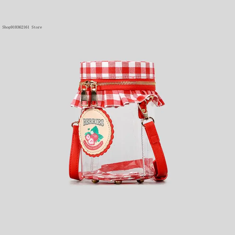 Funny Pvc Shoulder Bags Creative Novelty Small Purses Cute Sweet Strawberry Jam Jar Design Crossbody Bag for Women