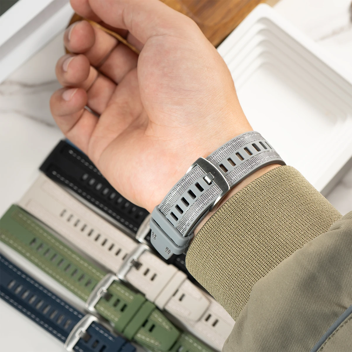 نايلون + سيليكون باند لساعة سامسونج جالاكسي 8 44 مللي متر 40 مللي متر استبدال كوريا سوار رياضي لساعة جالاكسي 8 الكلاسيكية 46 مللي متر حزام #5