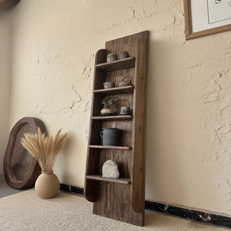 

Solid wood bookshelf shelf Floor-to-ceiling multi-layer storage rack Living room wall display rack