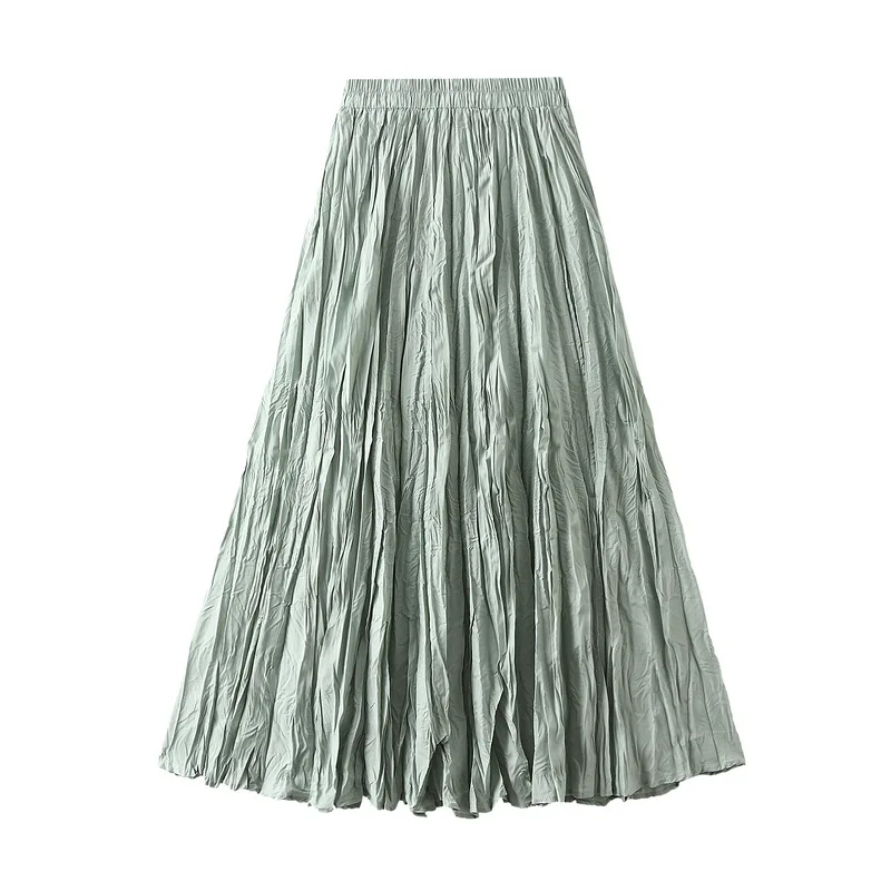 Light Luxury Irregular Slimming Pleated A-line Skirt for Women High Waist Solid Color Loose Fashion Skirts Casual Spring New