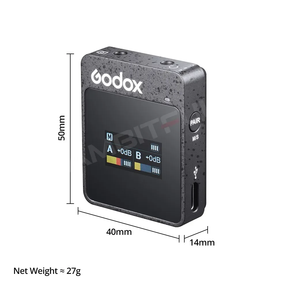 Godox 무브링크 II M2 2.4GHz 무선 라발리에 무지향성 마이크 송신기 리시버, 휴대폰 DSLR 카메라 스마트폰용