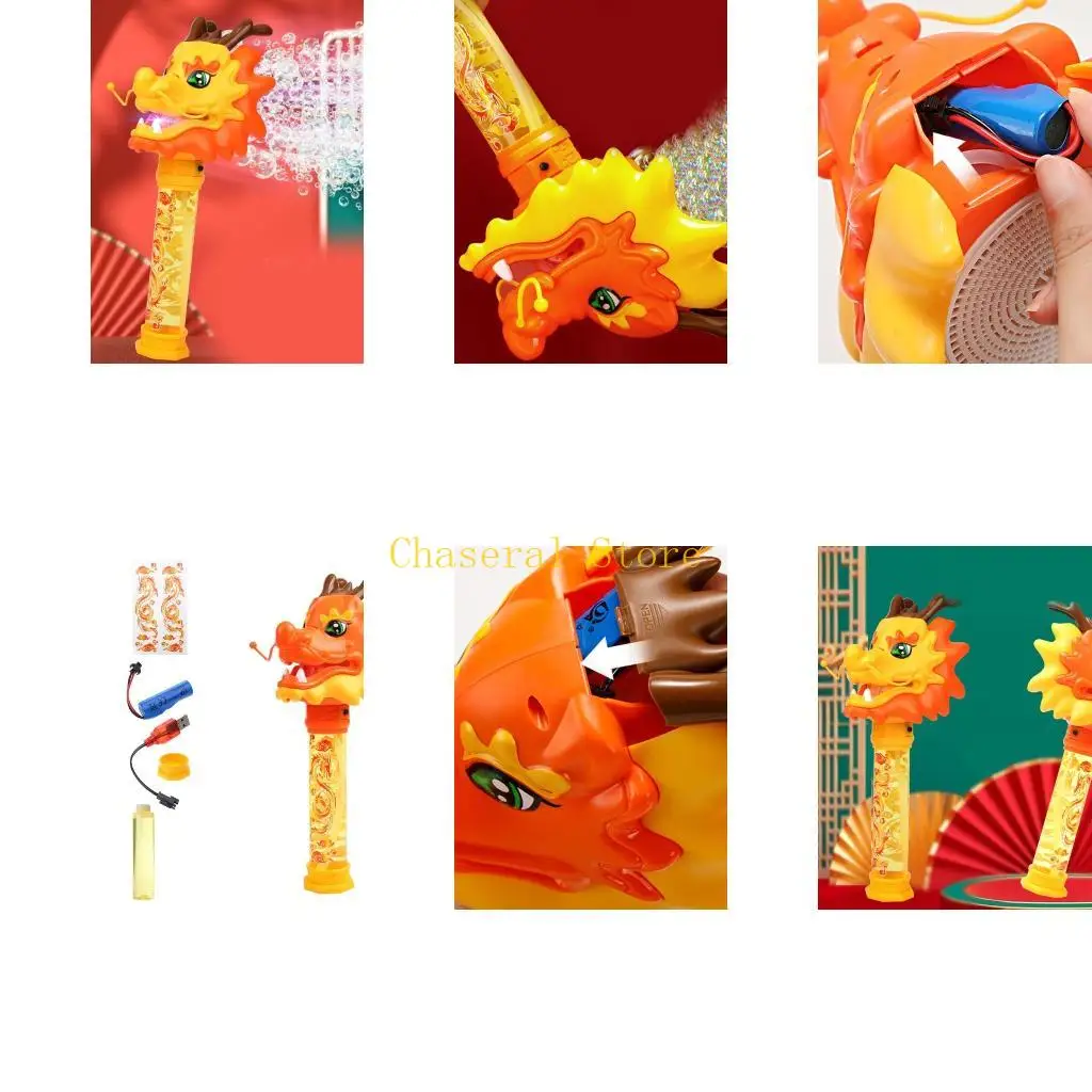 E7ce LED Dragon Bubble Machine Chinese Nieuwjarige festival Bubble Maker Toy Party Decor