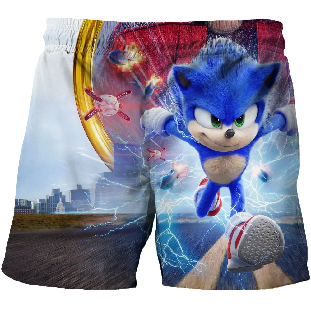 Summer Sonic Disney Fashion Boys Cartoon Shorts Beach Pants Sonic Cute Boys Children's Beach Pants Shorts