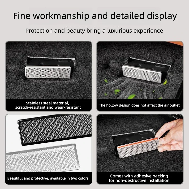 For Haval H9 2nd Gen 2024‑2026 Under‑Seat AC Air Vent Stainless Steel Protective Grille Cover Interior Mod Accessories - view 5