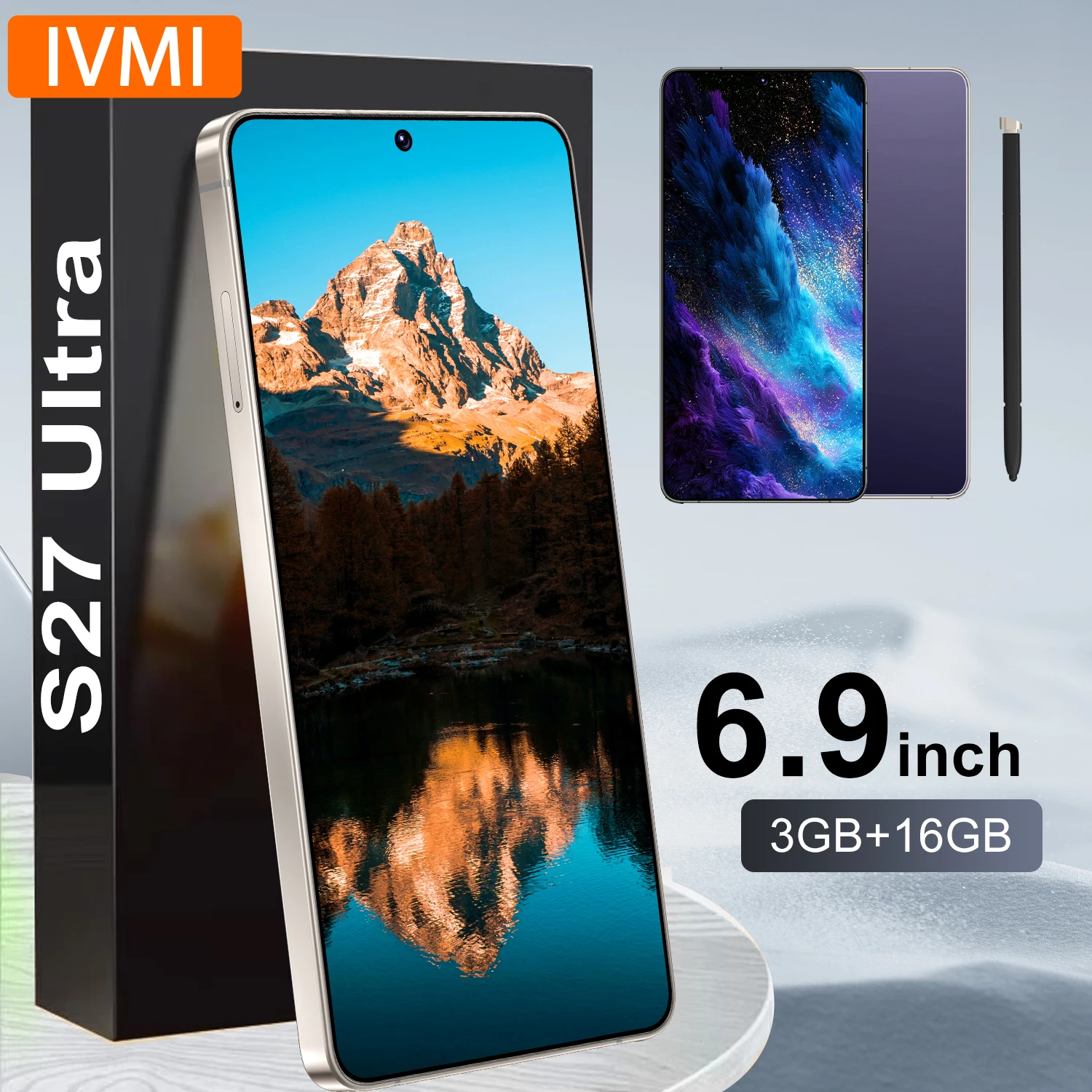 IVMI Unlocked S 27 Ultra Smartphone 3GB+16GB 6.9 Inch Android 10 Dual SIM 4G Global Version Google Play Cheap Mobile Cell Phone