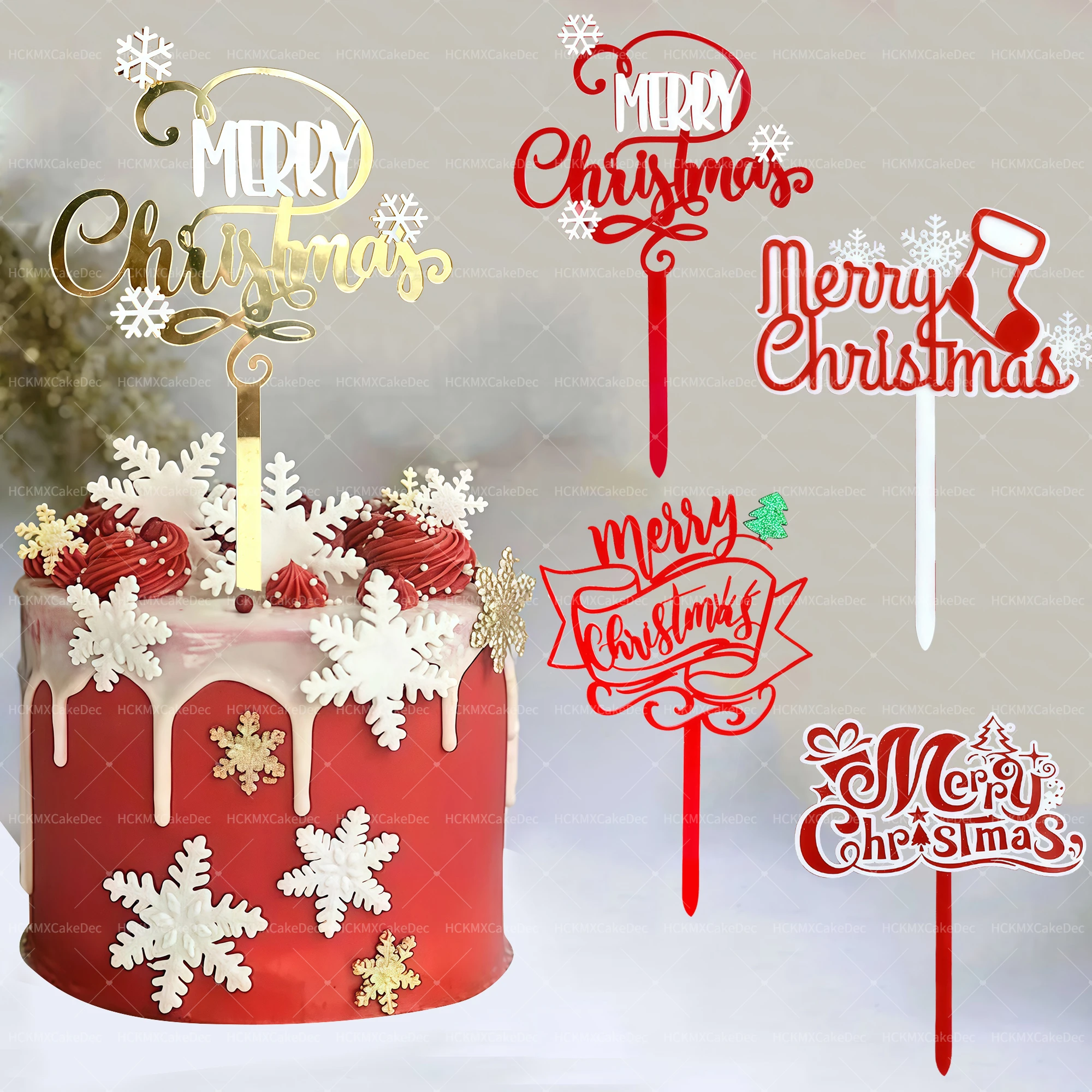 3 stücke/6 stücke Frohe Weihnachten Kuchen Topper Rot Santa Claus Acryl Alles Gute Zum Geburtstag Kuchen Topper Weihnachten Geschenke weihnachten Dessert Dekoration