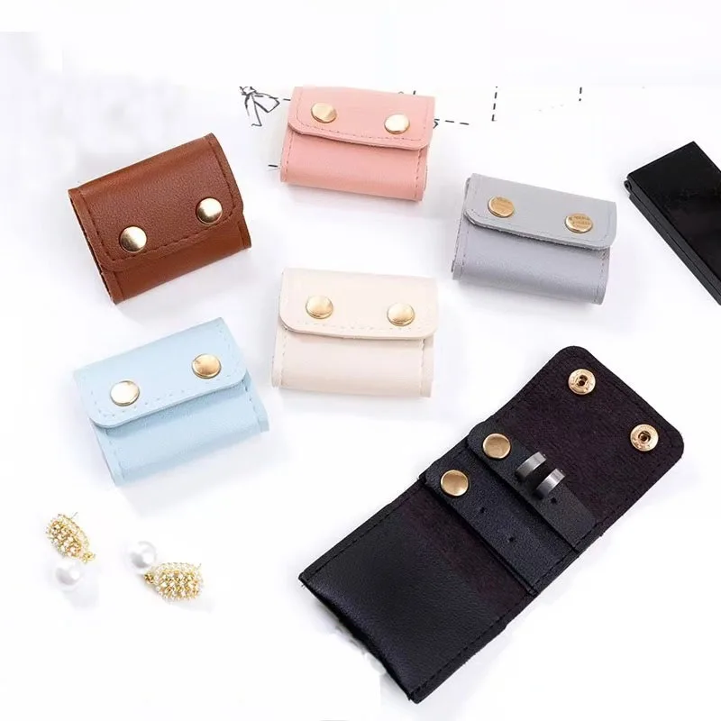 10pcs/lot PU Leather Multi-functional Fashion Jewelry Bag Portable Travel Ring Earrings Gift Storage Buckle Bag