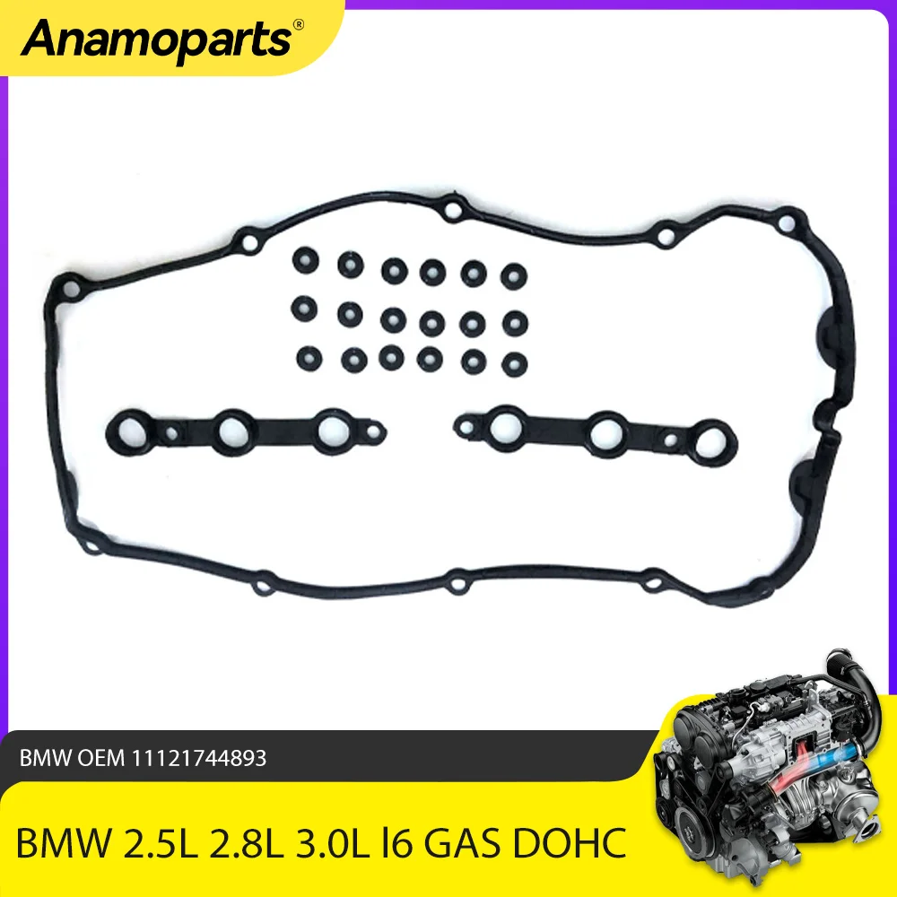 Engine Parts Valve Cover Gasket Fit 2.5 2.8 3.0 L For BMW 2.5L 2.8L 3.0L l6 GAS DOHC 1998-2002 OEM 11121744893