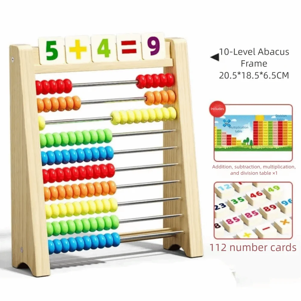 Calculating Beads Wooden Educational Counting Wooden Colorful Beads Math Learning Counting Montessori Number Arithmetic Abacus