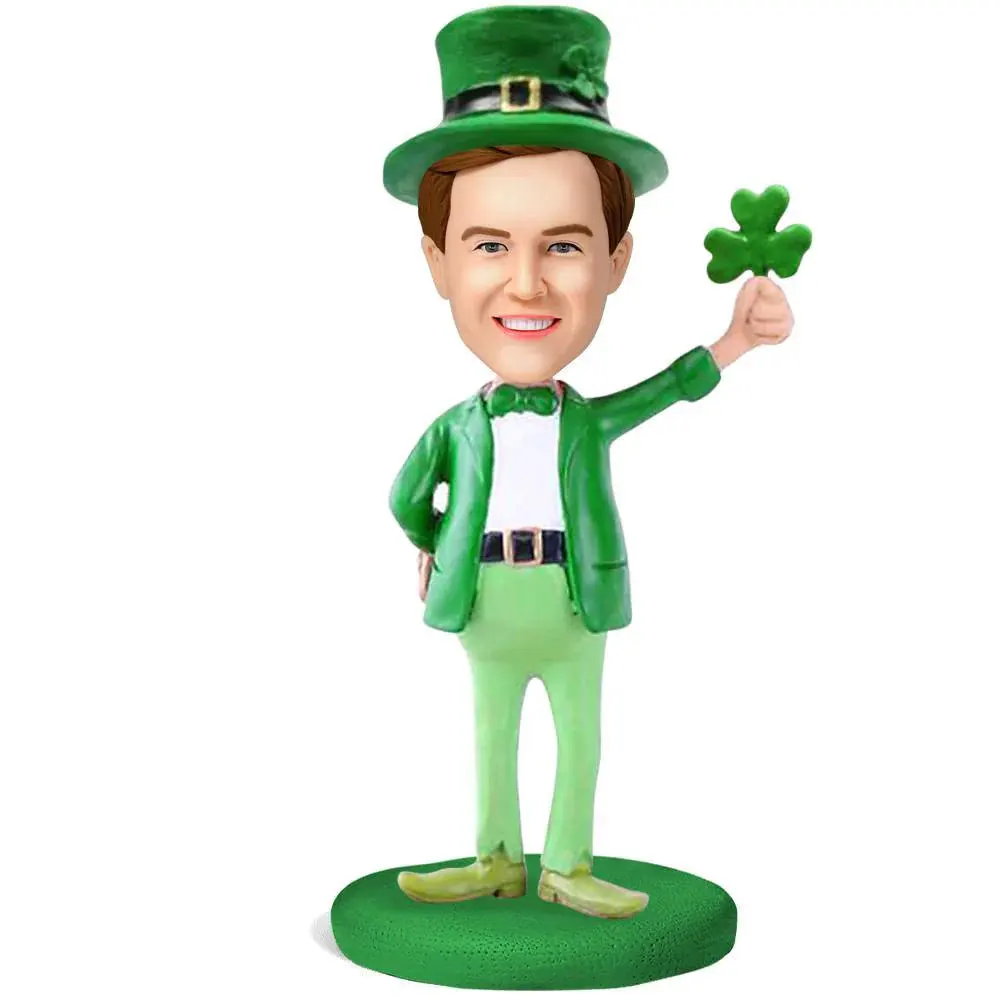 

Home Decor Custom Bobblehead Figurine Personalized For Friend-St.Patrick's Day Custom Statue With Engraved Text