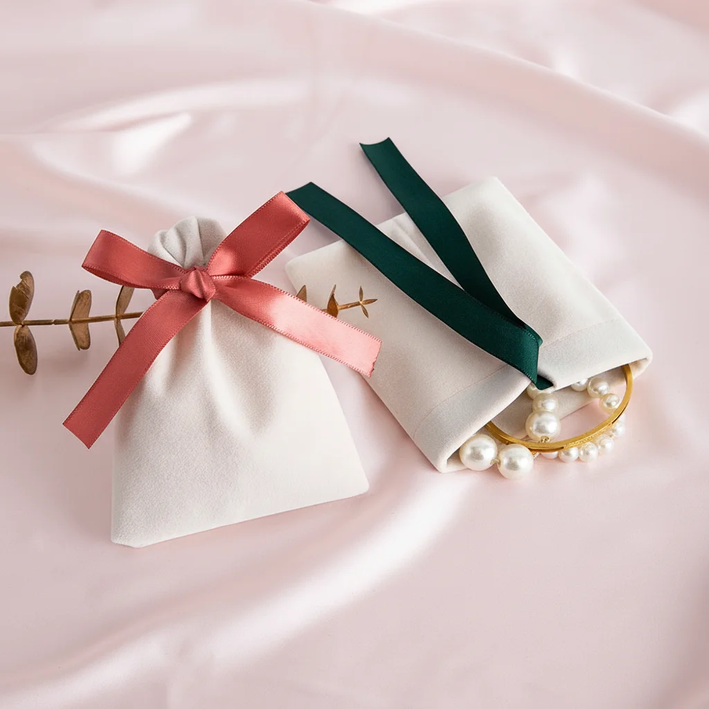 

5Pcs/10Pcs 7x9cm Beige Velvet Bag Jewelry Suede Gift Packaging Wedding Favors Candy Earrings Bracelet Pouch