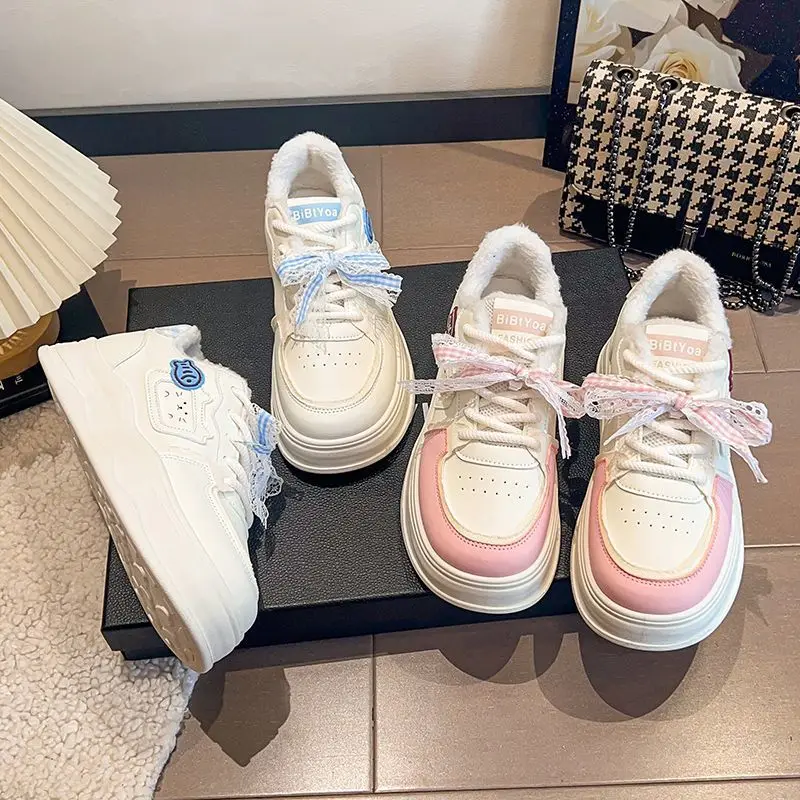 

Children Casual Shoes for Girl 2025 Winter New Fashion Korean Style Soft Bottom Anti-slippery Versatile Princess Cotton Sneakers