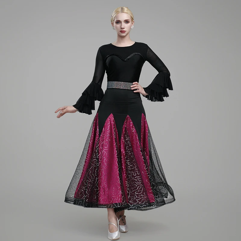 새로운 모던 댄스 스커트 우정 대회 스커트 GB 대형 스윙 스커트 스퀘어 연습용 롱 스커트