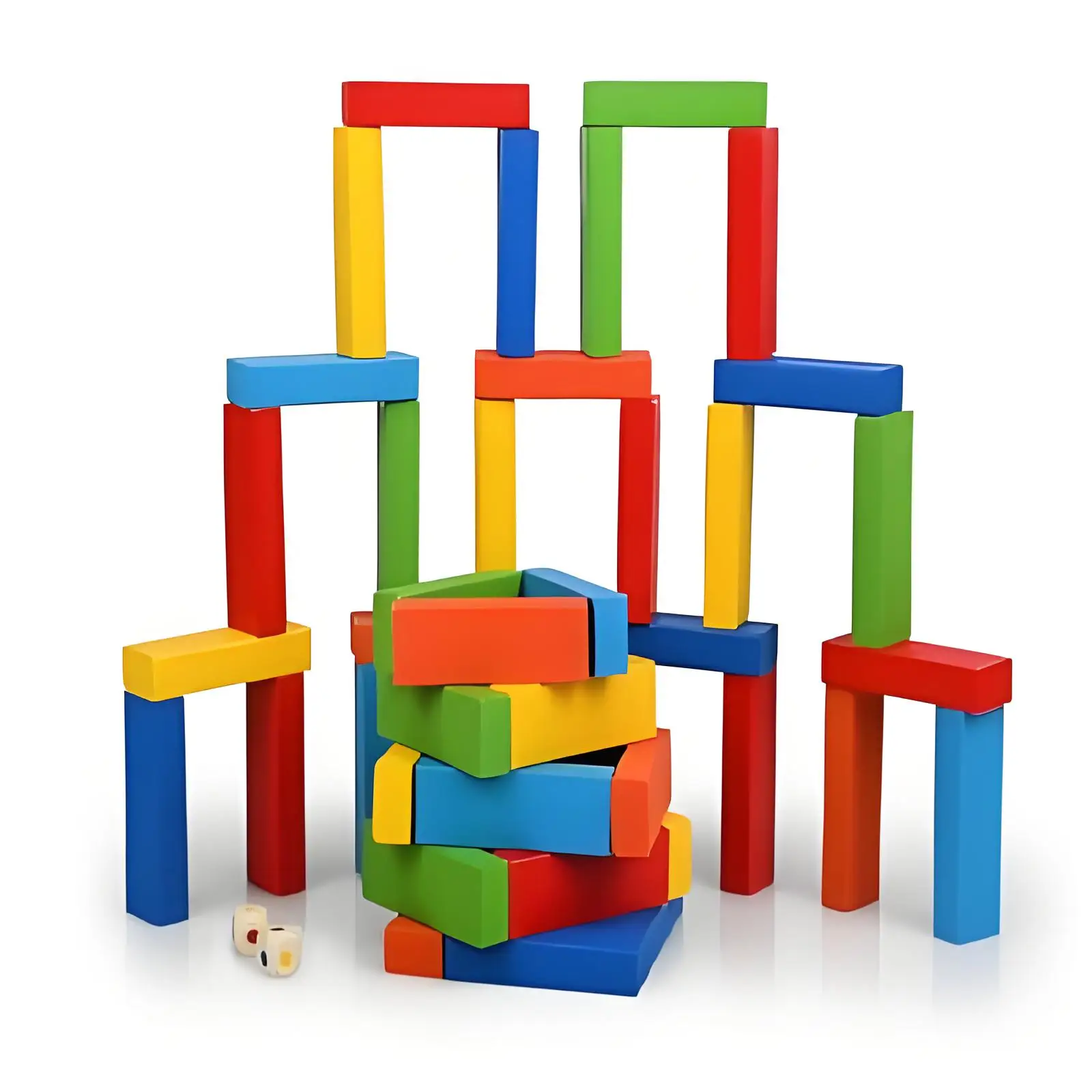 Jogo de empilhamento de madeira de 54 peças, torre de blocos de equilíbrio coloridos para noite de jogo familiar-brinquedo educacional STEM para crianças e adultos