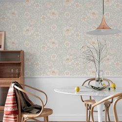 Grey Floral And Birds Wallpaper Chic Light Self Adhesive Furniture Cabinet Sticker Waterproof Peel And Stick Wall Contact Paper