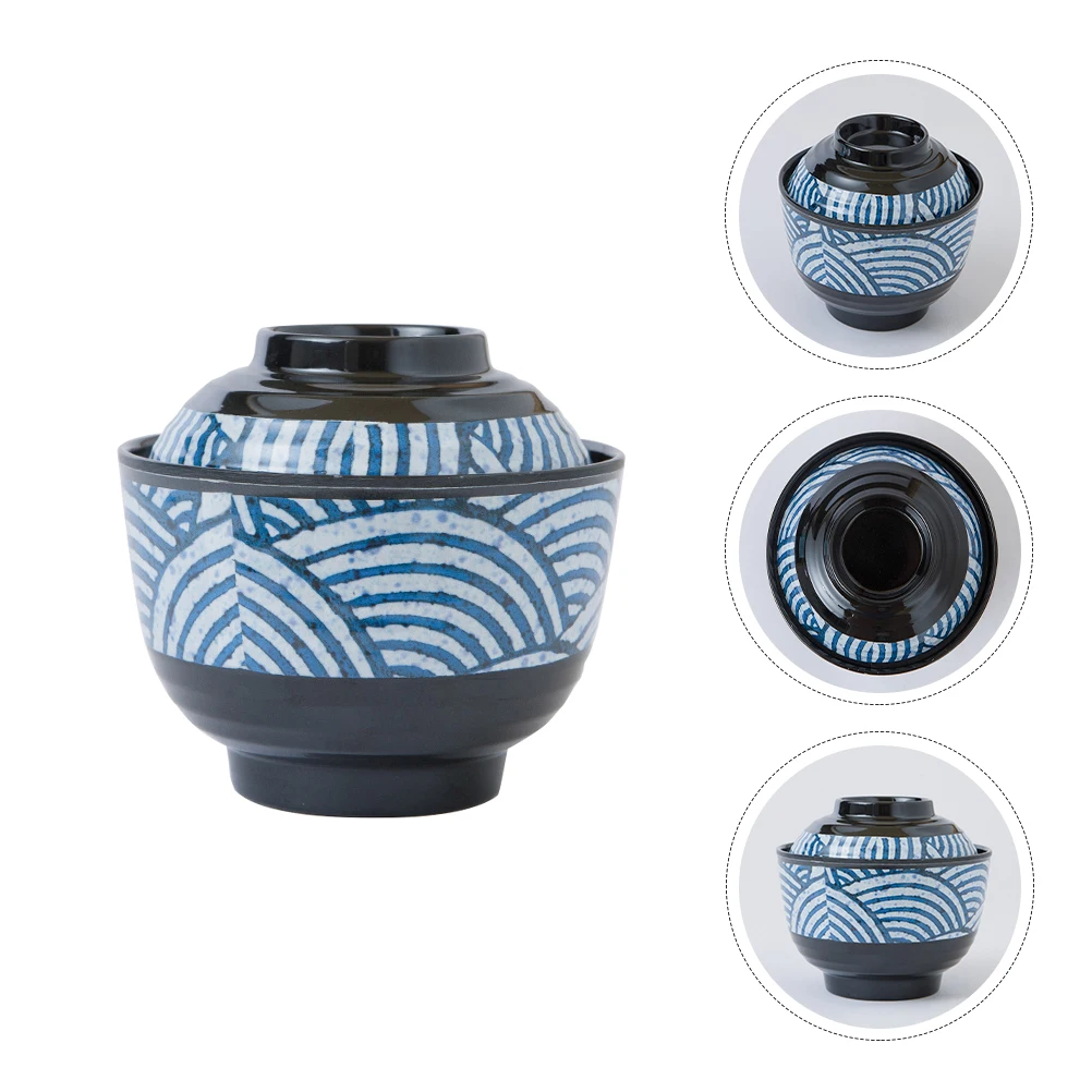 Soup With Lid Japanese Style Miso Thick Heat Resistant Fall Resistant Dustproof Ramen Small Restaurant Soup Bowl Kitchen Rice