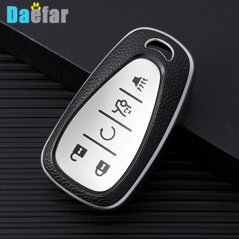 5 Buttons Leather TPU Car Key Case Cover For Chevrolet Chevy Malibu Camaro Cruze Traverse Sonic Volt Bolt Equinox 2017 - 2019