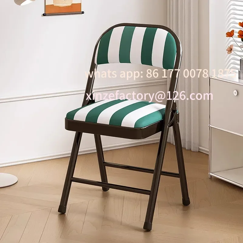 Customizable Versatile Foldable Chair Sturdy Metal Build with Comfort-padded Striped Seat Space-Saving Design Ideal for Home