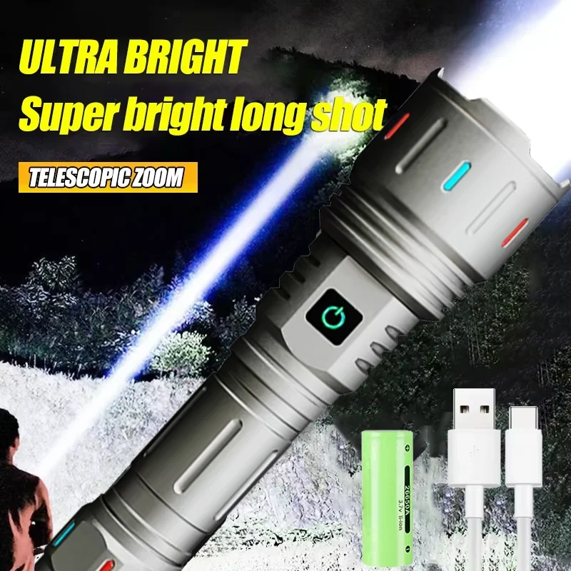 

Super Bright LEP White Laser Flashlight, USB Rechargeable Tactical Torch Flashlight, Outdoor Camping Emergency Lantern Light