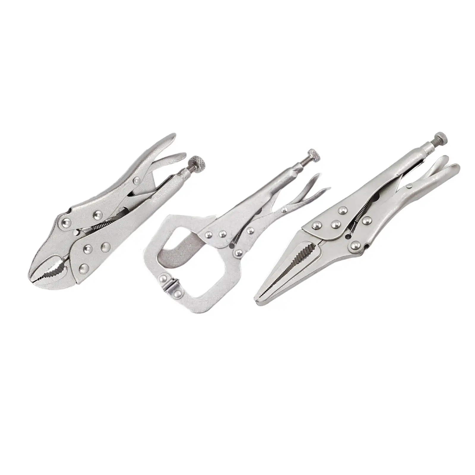 3x Locking Pliers Set Round Nose Pliers for Mechanical Maintenance Pipeline Maintenance