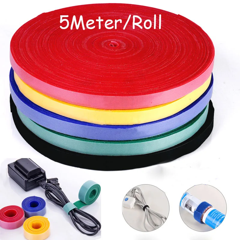 50Meter/Roll Jumbo Vel cro Adhesive Fastener Tape Wrap DIY Reusable Double Side Hook and Loop Cable Tie Wires Management Straps