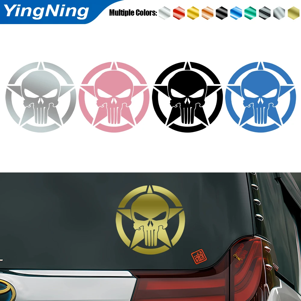 

Тактическая наклейка с черепом Паншира, армейская звездная наклейка на автомобиль, водонепроницаемая светоотражающая виниловая наклейка, внешние аксессуары для внедорожников 4x4