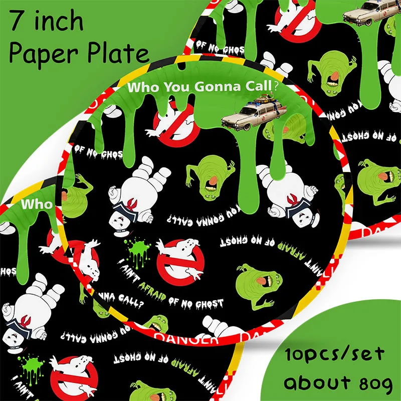 Ghostbuster Party Decorations Disposable Tableware Paper Cup Plate Napkin Honeycomb for Kids Birthday Party Baby Shower Supplies