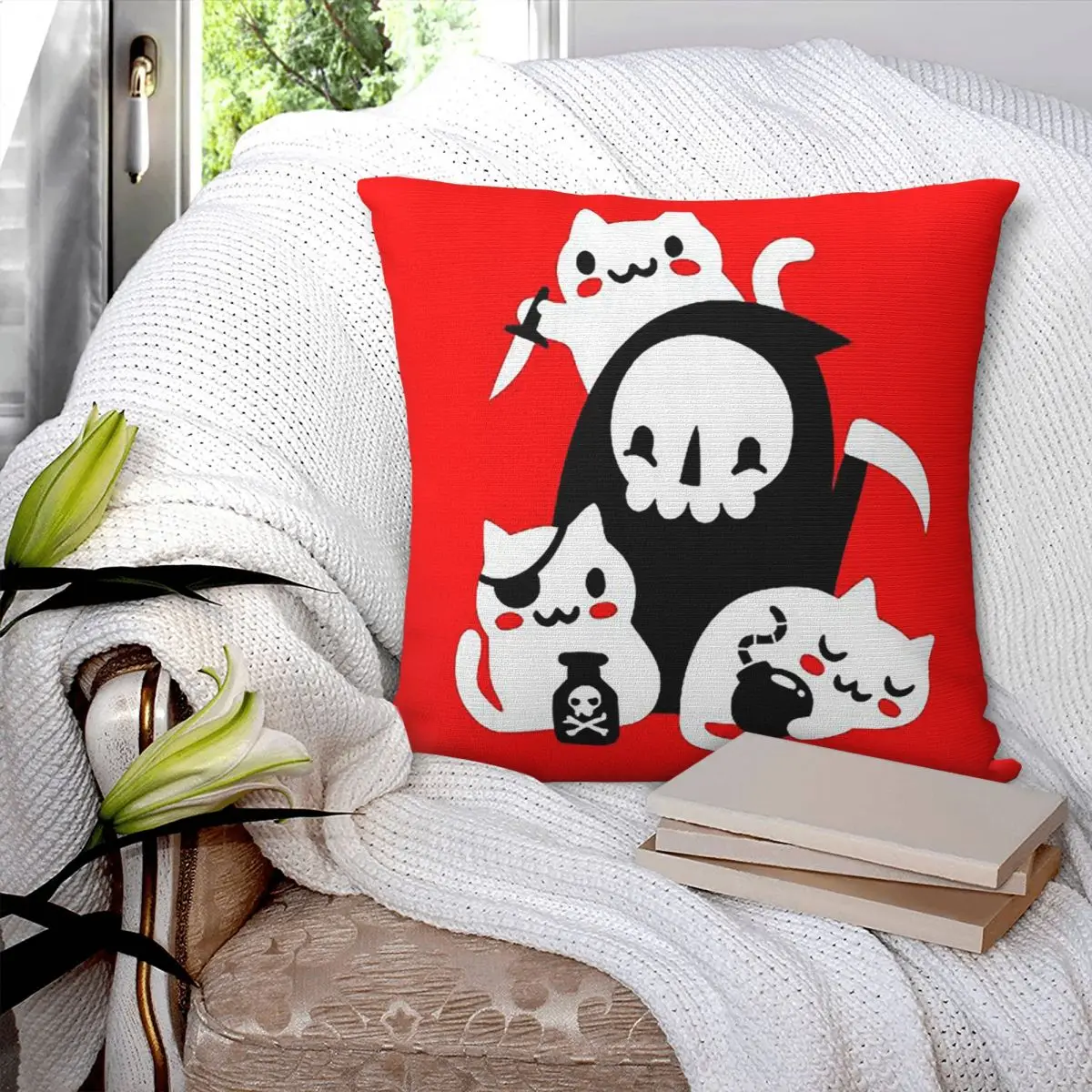 Death's Little Helpers Square Pillowcase Pillow Cover Polyester Cushion Decor Comfort Throw Pillow for Home Living Room