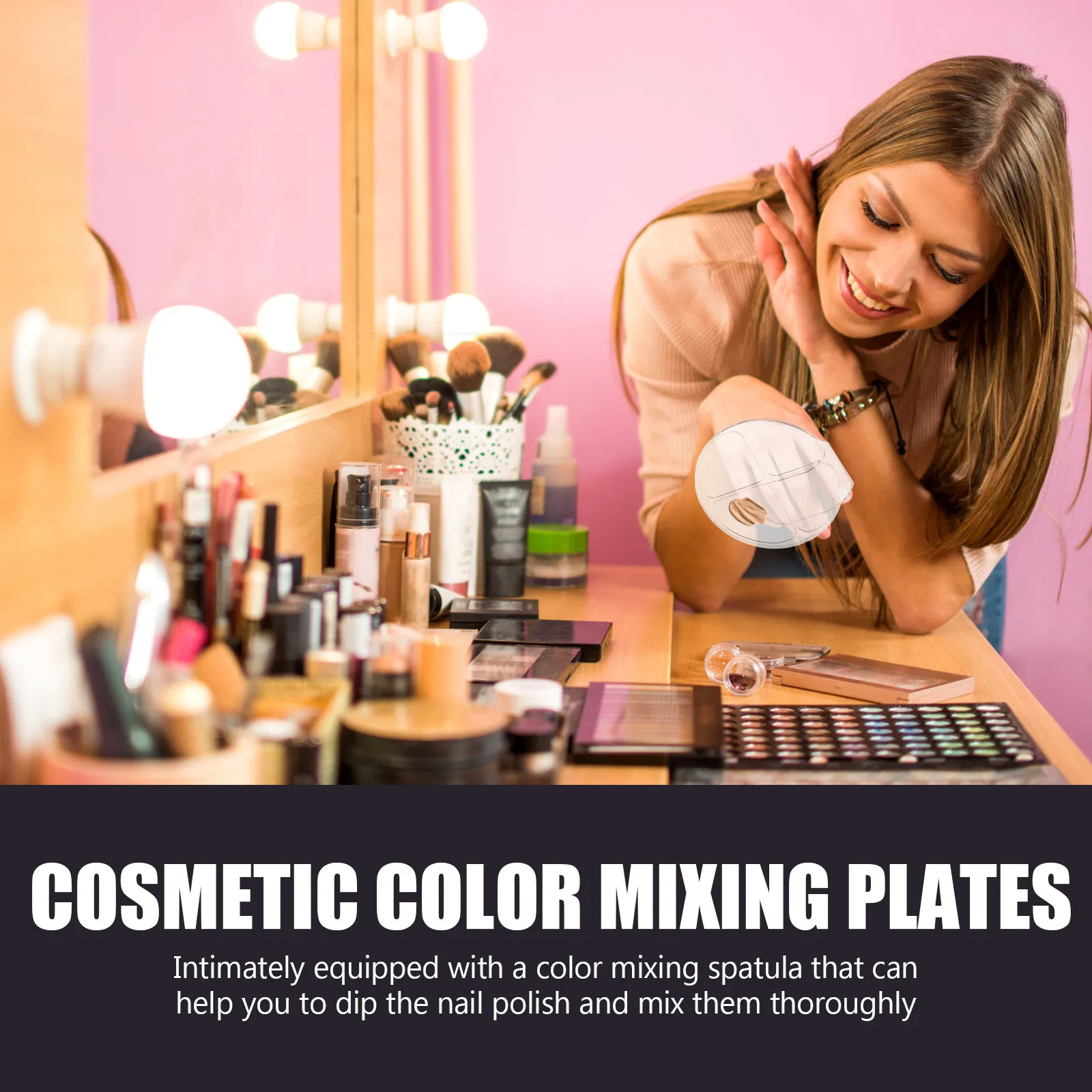 2 juegos de paletas de mezcla de acrílico, 2 juegos de bandejas para mezclar colores, ideales para maquillaje, decoración de uñas, base de maquillaje, lápiz labial y kit de herramientas con espátula.