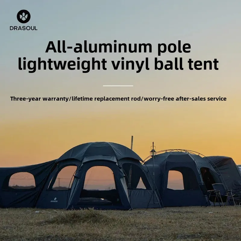 Blackened Style Outdoor Camping Vinyl Portable Travel Rainproof Sunscreen Windproof Ball Tent