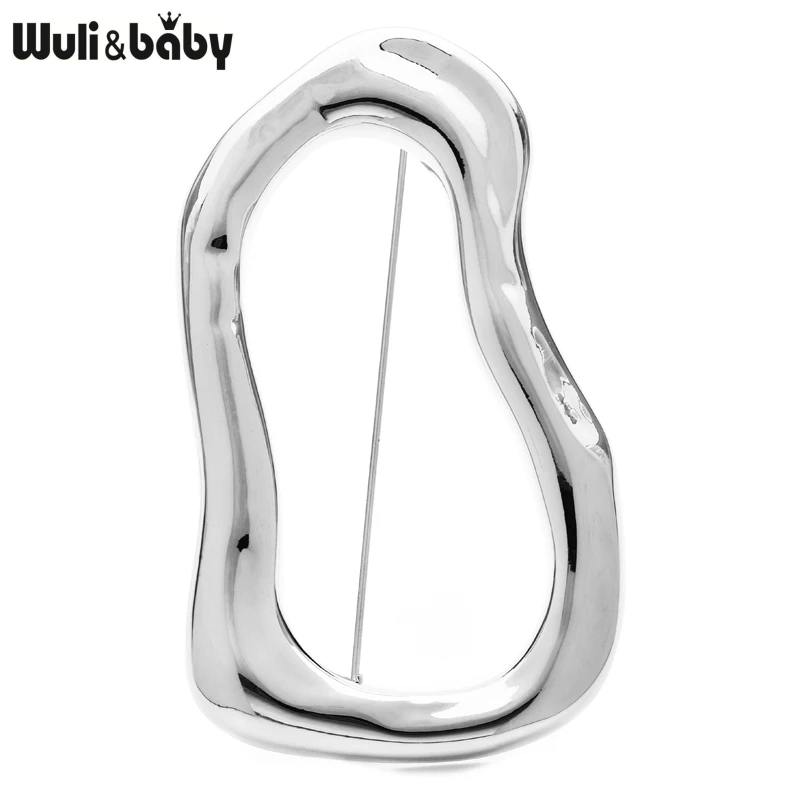 Wuli&baby Broszki ze stali nierdzewnej z dużym kółkiem Szpilki dla kobiet Mężczyźni 2-kolorowe geometryczne broszki na wszystkie mecze Prezenty